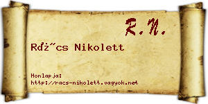 Rács Nikolett névjegykártya