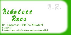 nikolett racs business card